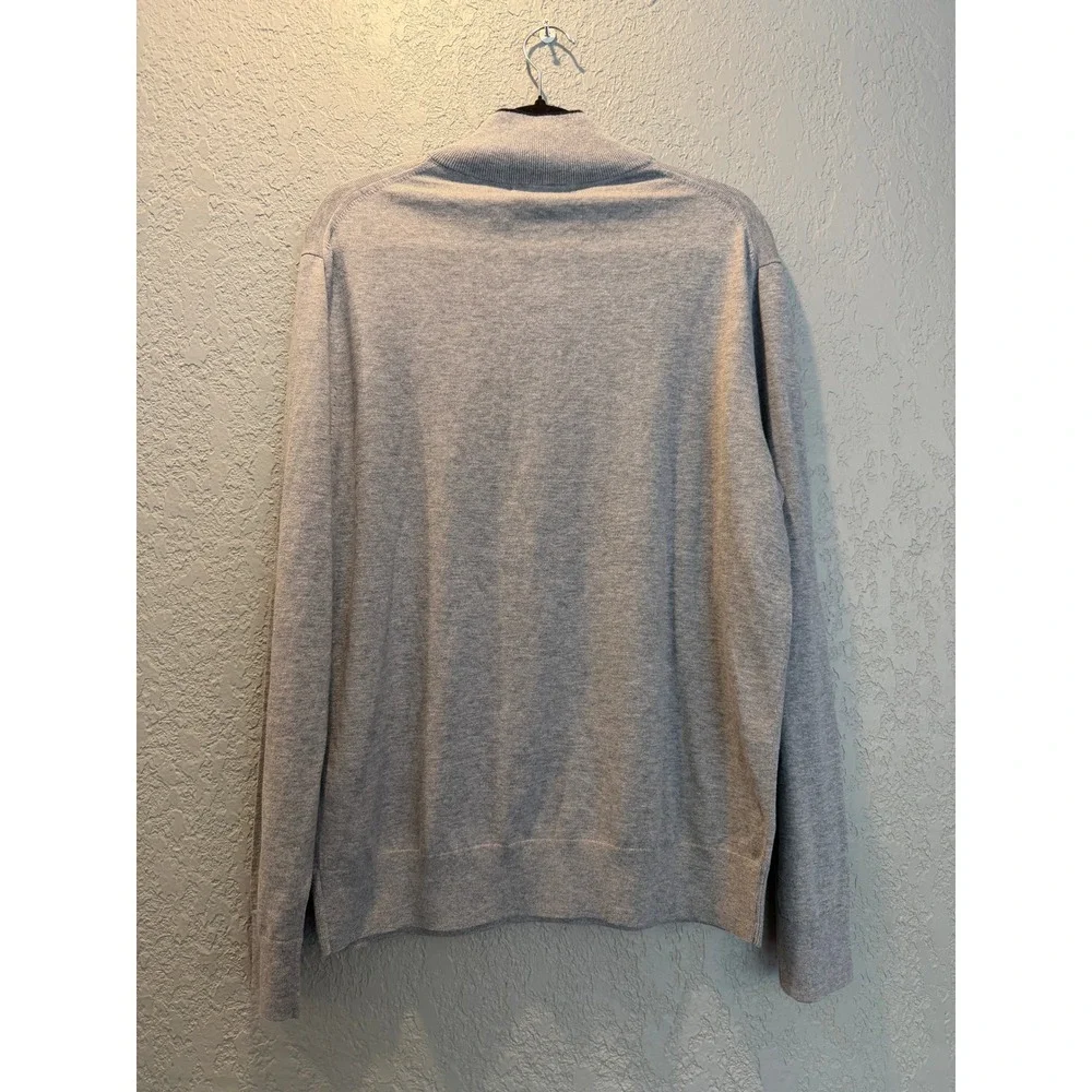 Banana Republic Mens Eco Sweater Gray Cotton Quarter Zip Large NWT
